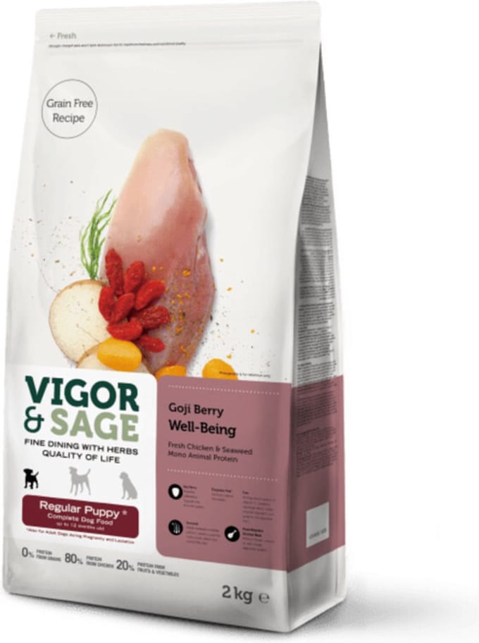 Vigor & Sage Hondenvoer Regular Puppy Well-Being Gojiberry 2 kg