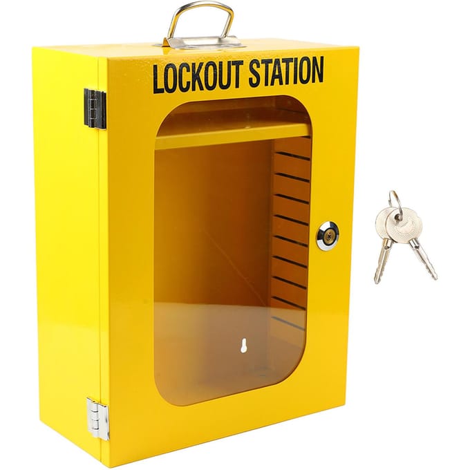 Lockout Tagout Station Wandmontage Stalen Constructie Heavy Duty LOTO Box Kast voor Machine brown