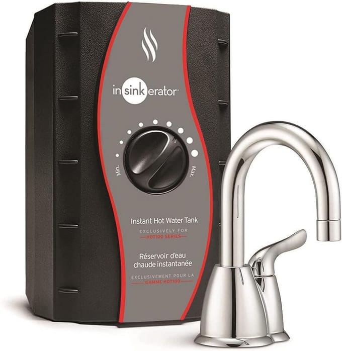 Instapbare instant warmwaterdispenser met roestvrijstalen tank
