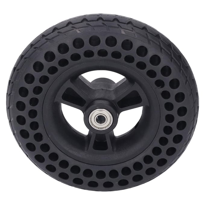 Roue de fauteuil roulant 7 pouces en caoutchouc TPE antidérapant pour fauteuil roulant électrique, roue avant solide de remplacement black