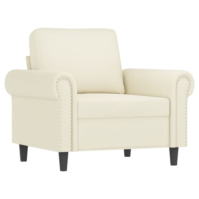 vidaXL - 3-delige - Loungeset - met - kussens - fluweel - crèmekleurig