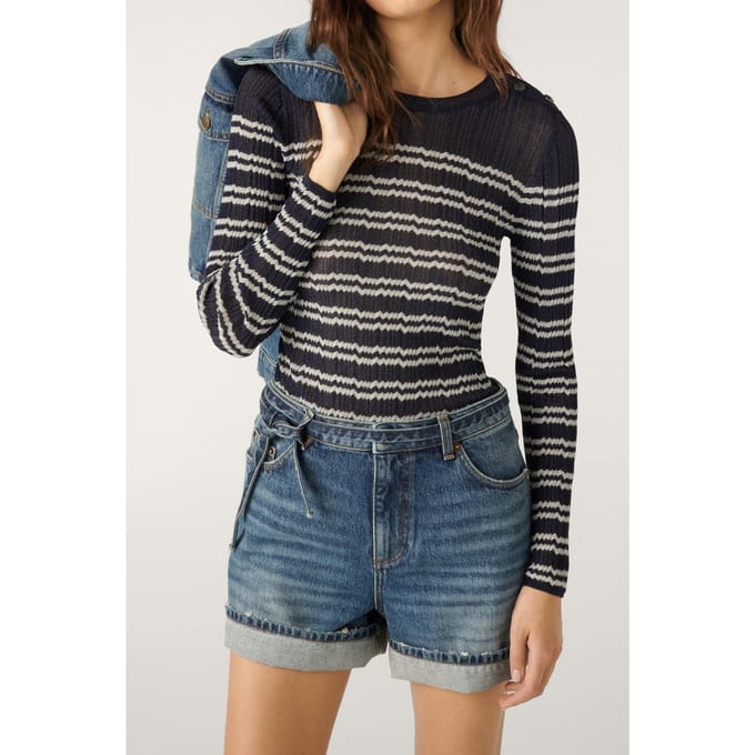 BA&SH Pull Zaig Marine Maat: M | Longsleeves Outlet | Dames | Blauw