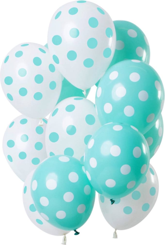Folat - Ballonnen Stippen Mintgroen-Wit 30cm - 12 stuks
