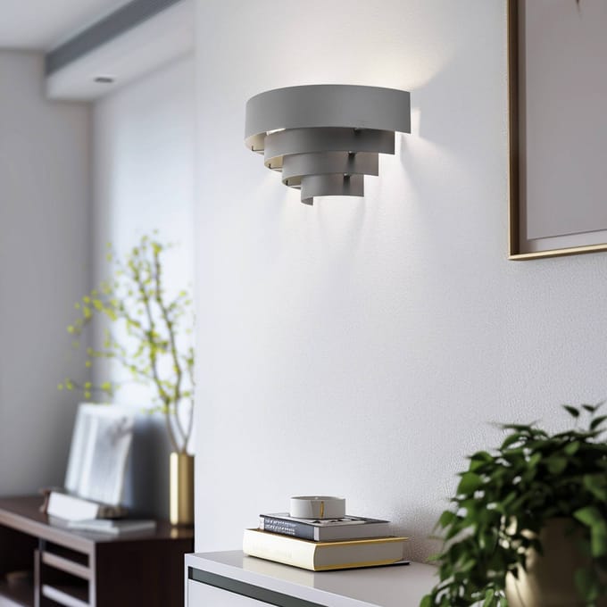 Luminex Wandlamp Levin met stalen kap, grijs