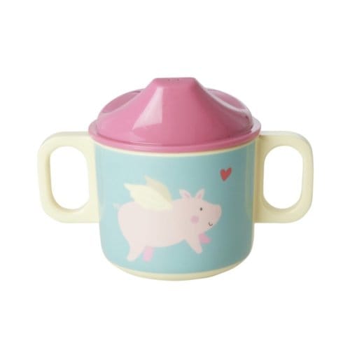 Rice melamine baby beker cute pigs in space