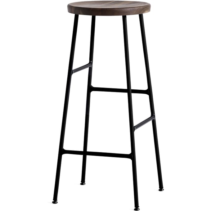 HAY - Cornet barkruk - hoog - soft black - eiken gerookt - bruin