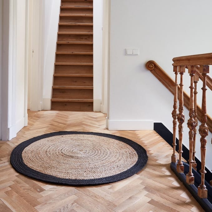 Rond vloerkleed Jute Naturel/Antraciet - Rond 160 Ø - (M)