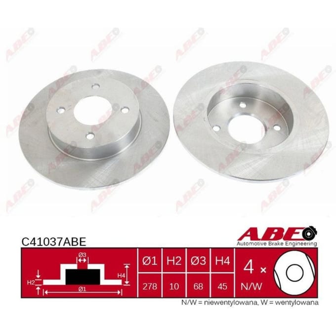 Remschijf ABE C41037 achter, volledig, 1 Stuk