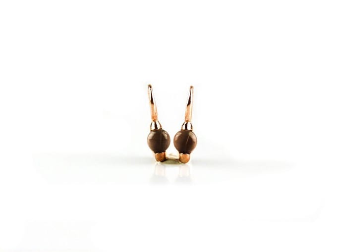 model Picccolo oorringen in zilver roze verguld cabochon bruin