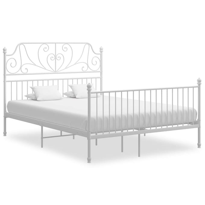 vidaXL - Bedframe - metaal - wit - 140x200 - cm