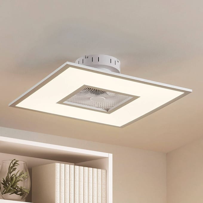 Lindby LED plafondventilator Romea, hoekig, DC, stil, 60 cm