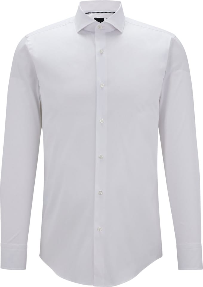 BOSS Hank slim fit overhemd - popeline - wit - Strijkvriendelijk - Boordmaat: 46