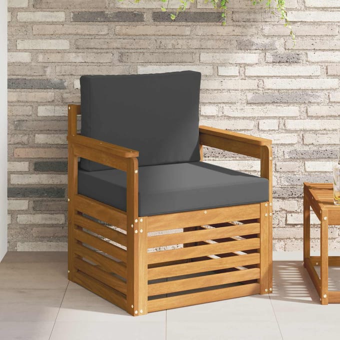 vidaXL - Buiten - bank - set - Massief - Acacia - Hout - en - Polyester