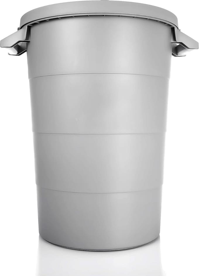 Weerbestendige Universele Ton met Deksel en Hendels 80 Liter Grijs