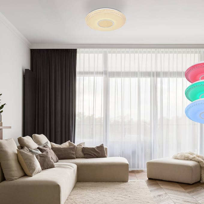 Globo LED plafondlamp Klemens, rond, dimbaar, RGBW