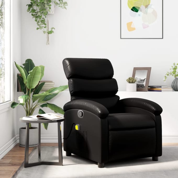 vidaXL - Massagestoel - van - zwart - kunstleer
