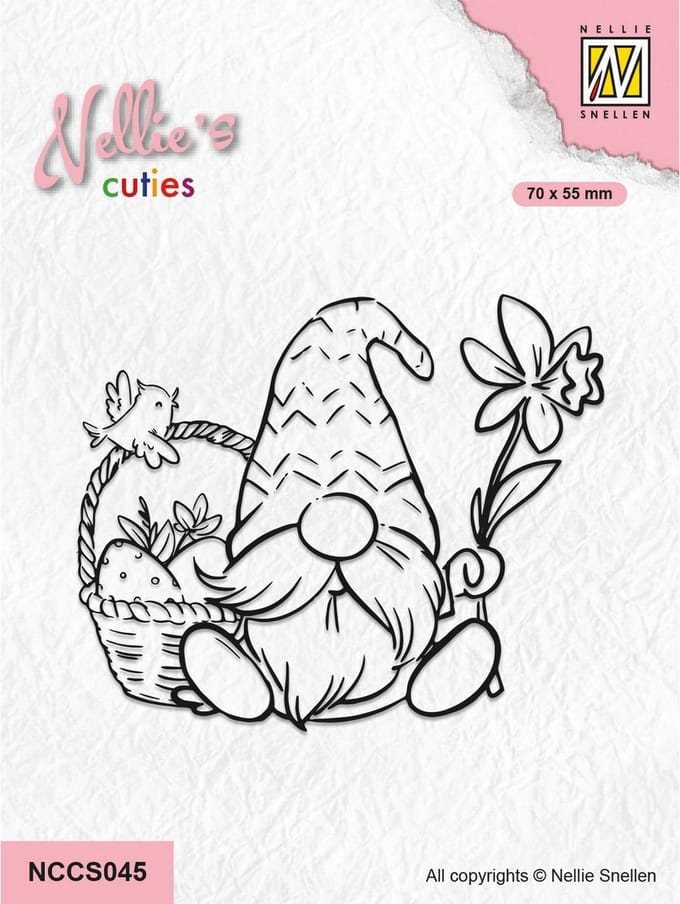 Nellie Snellen Nellie's Cuties Clear Stamp Gnom with Easter Basket