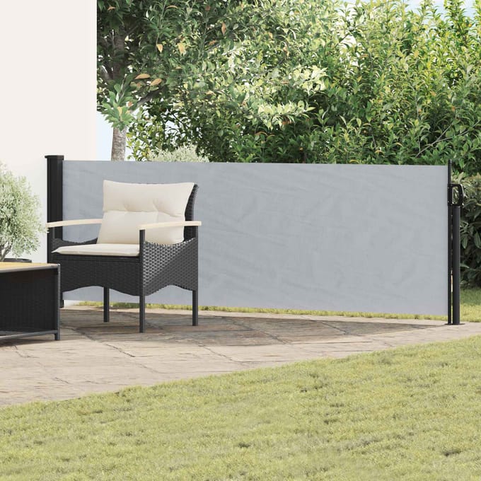 vidaXL - Uittrekbaar - Zijscherm - Rechthoekig - 100 - x - 500 - cm - Polyester - Grijs