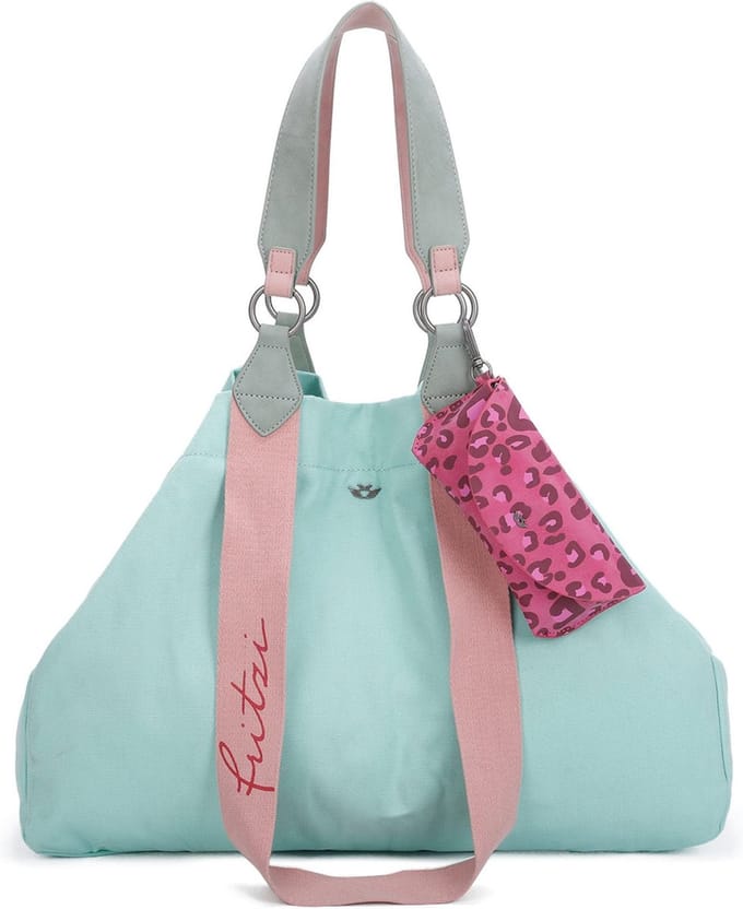 Fritzi aus Preußen Schoudertas Handtas Canvas Izzy Bag Lime Turquoise
