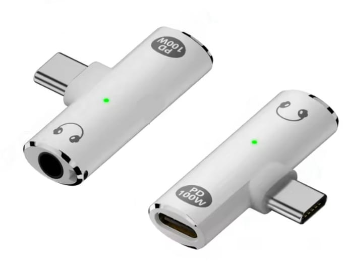 Xtabarya 100W 2 In 1 Usb Type C Converter Naar 3.5mm Aux Jack Adapter Usb C Opladen Uitbreiding Oortelefoon Adapter- Wit