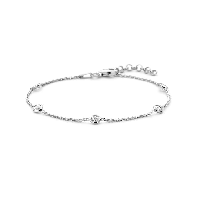 Glams armband zirkonia 1,5 mm 17 + 2 cm - Zilver