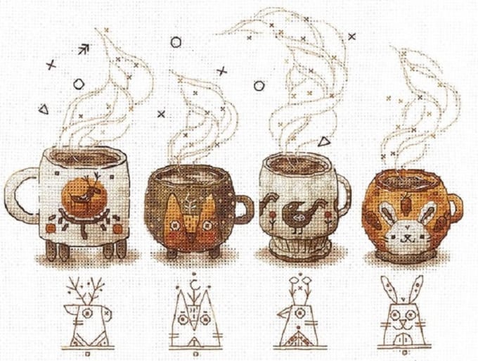 Borduurpakket - Coffee Keepers - telpatroon om zelf te borduren