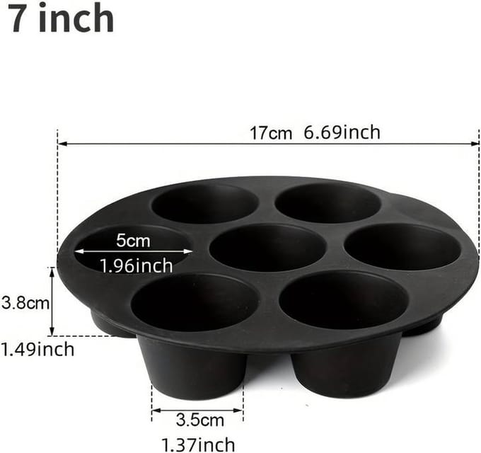 Airfryer Siliconen Cupcake bakvorm - 17CM - Zwart