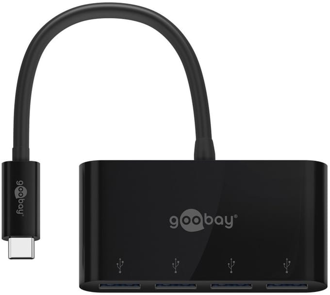 Goobay USB hub (USB-C) | 4x USB-A | USB3.0 5 Gbps | zwart | 0,15 meter
