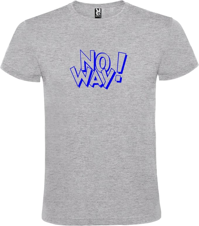 Grijs T-shirt ‘No Way!’ Blauw Maat M