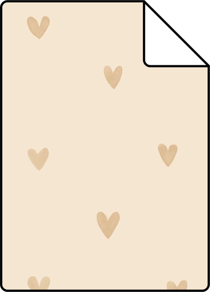 Proefstaal ESTAhome behang hartjes beige - 26.5 x 21 cm - 139767-S