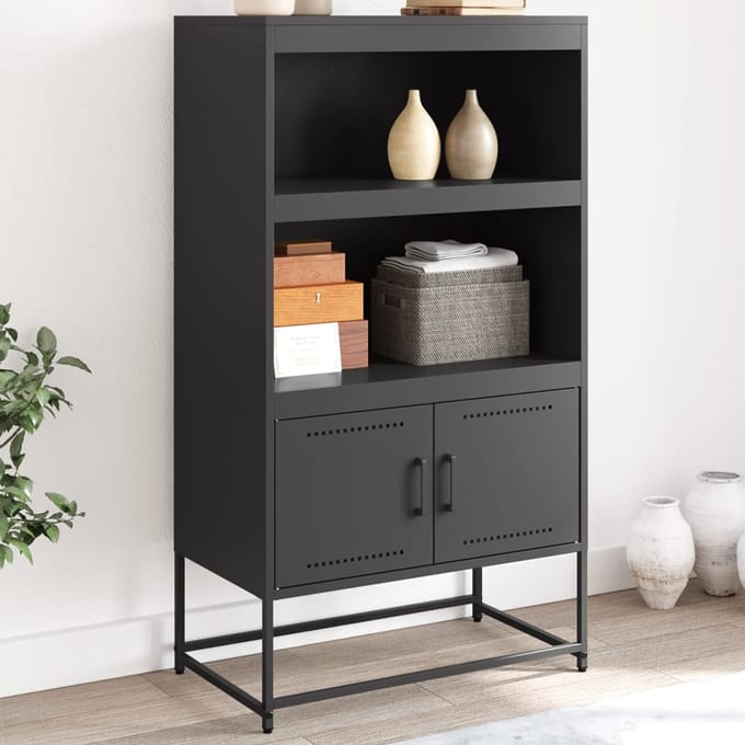 vidaXL - Hoge - kast - 68,5x38,5x123,5 - cm - staal - zwart