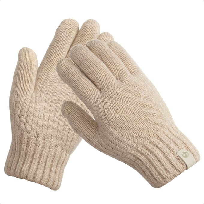 Selencia Wol Look Touchscreen Handschoenen - Vrouwen - Maat M - Beige