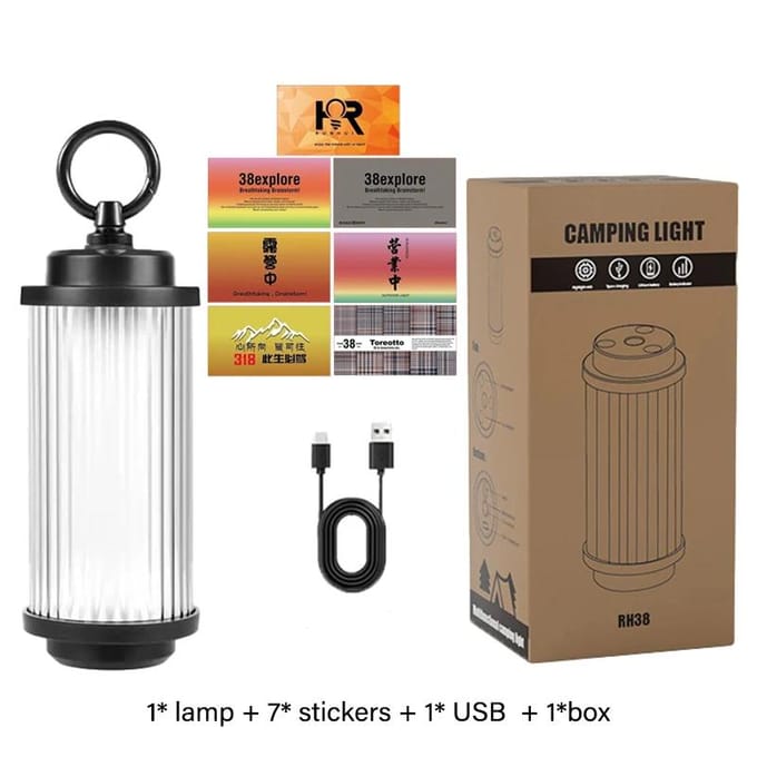 Mini lampe de camping 38 Light 38 Explore, rechargeable par USB, lanterne de tente, lampe torche, éclairage d'ambiance pour le camping en extérieur, 2000 mAh de haricots noirs