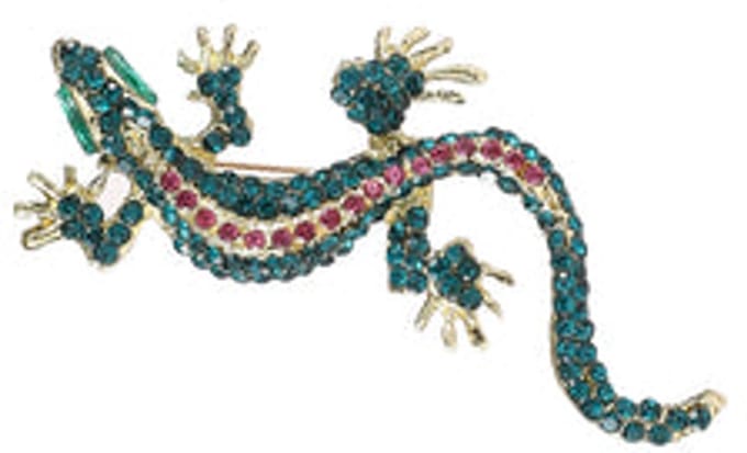 Go Dutch Label Broche Sparkly Lizard Groen