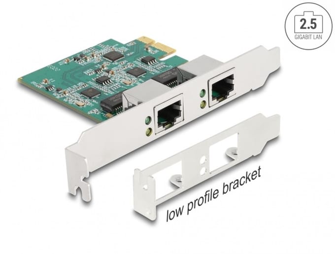 Delock PCI Express x1 Card to 2 x RJ45 2.5 Gigabit LAN RTL8125
