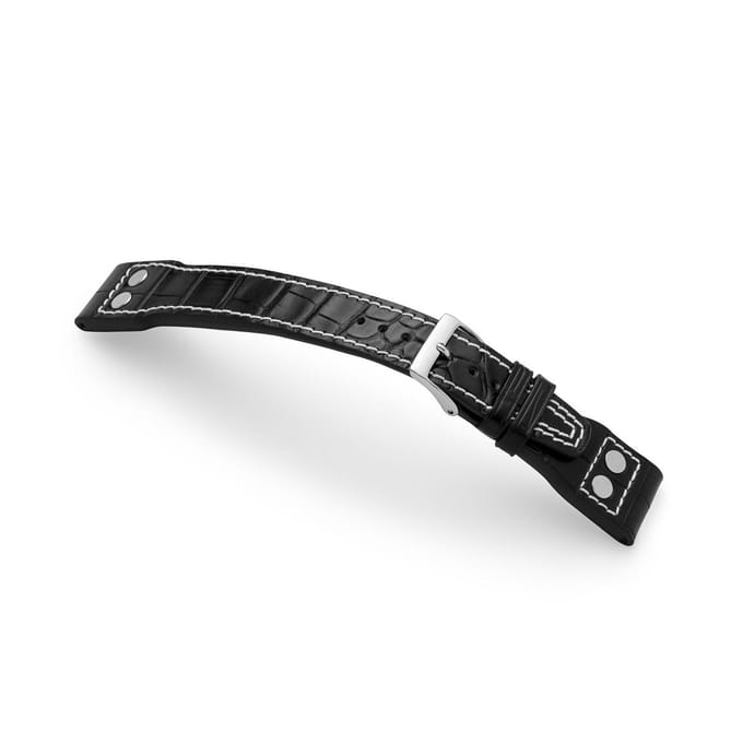 Alligator horlogeband 22/18 mm Zwart M