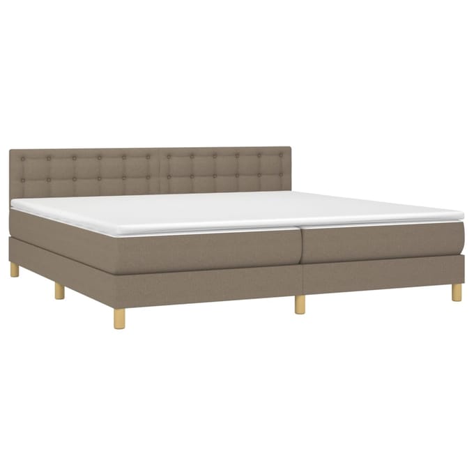 vidaXL - Boxspring - met - matras - en - LED - stof - taupe - 200x200 - cm