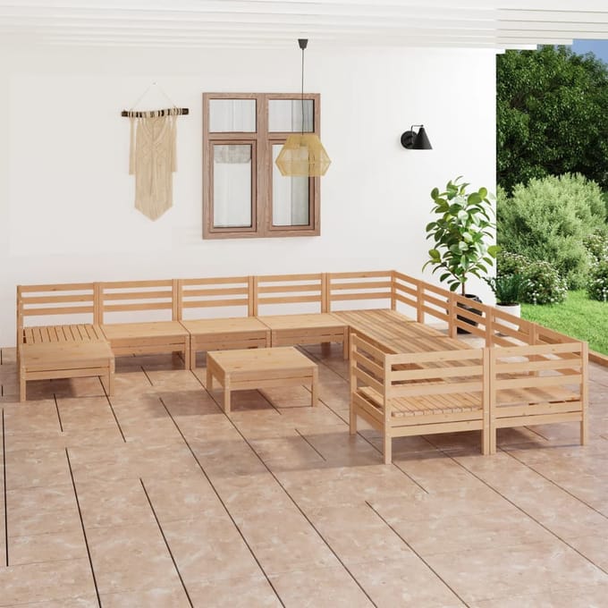 vidaXL - 12-delige - Loungeset - massief - grenenhout