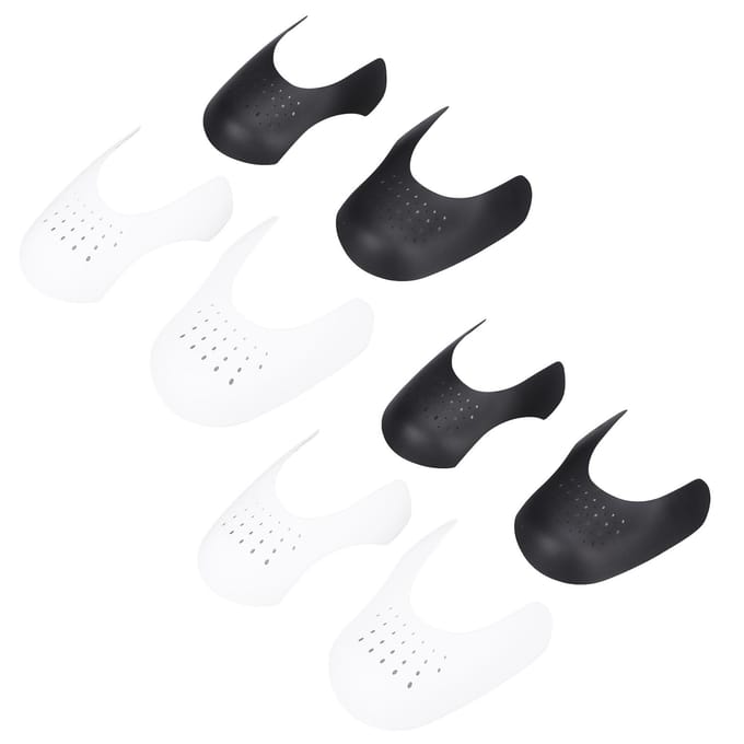 4 Paar Schoeninzetstukken Beschermer Knipbaar Kreukelverminderend Sneaker Schoenen Beschermer Vormer Wit Zwart black