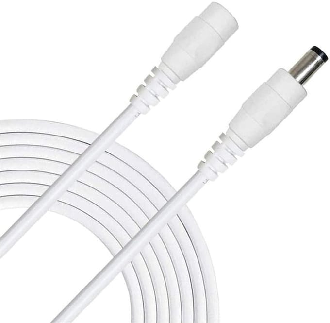 Verlengsnoer Stroomkabel - Adapter Kabel - Camera Verbinding - 5.5 x 2.1mm Connector - Tot 10 Meter - Wit