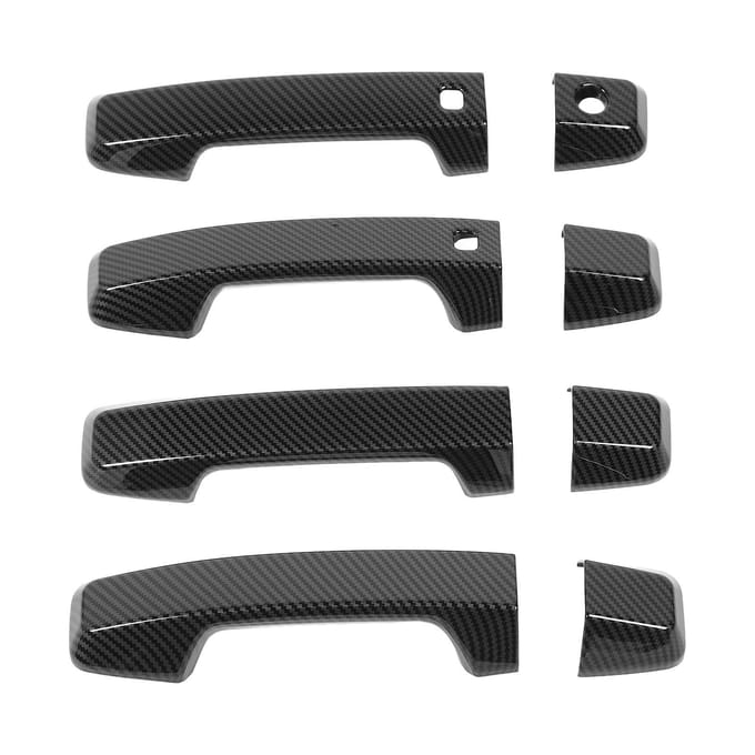 4 Sets Buitendeurklink Cover Koolstofvezel Stijl Krasbestendig ABS Buitendeurklink gray