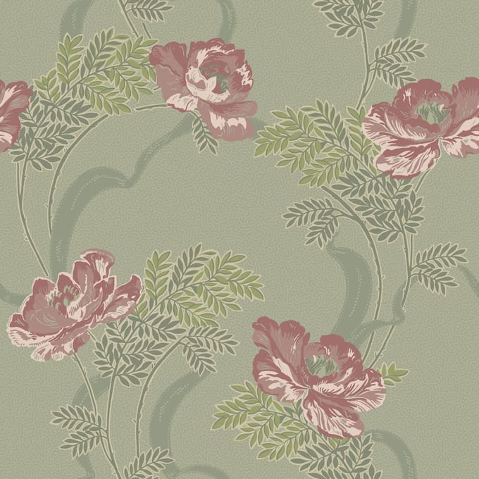 Duro Vliesbehang 521-02 - Gammalsvenska klassiker - Botanisch Groen - 53cm x 10.05m