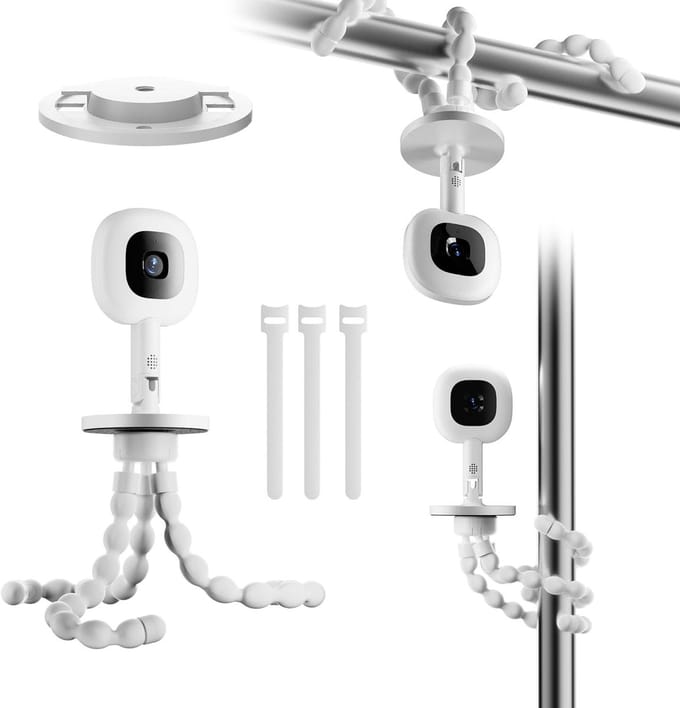 Babyfoonhouder - Babycamera Statief - Babykamer Monitoren - Flexibele Octopus Poten - 21 cm - Wit