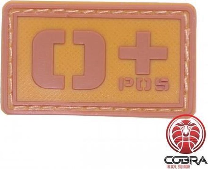 O+ POS blood type 3D PVC Military patch embleem brown with velcro