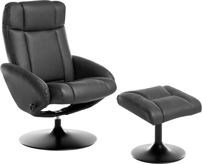 APATE - Relaxfauteuil met voetenbank - Zwart - Polyester