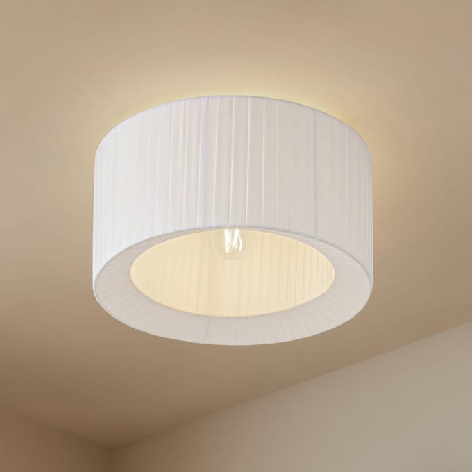 Lindby - plafondlamp - 1licht - Textiel, ijzer - H: 22 cm - E27 - wit