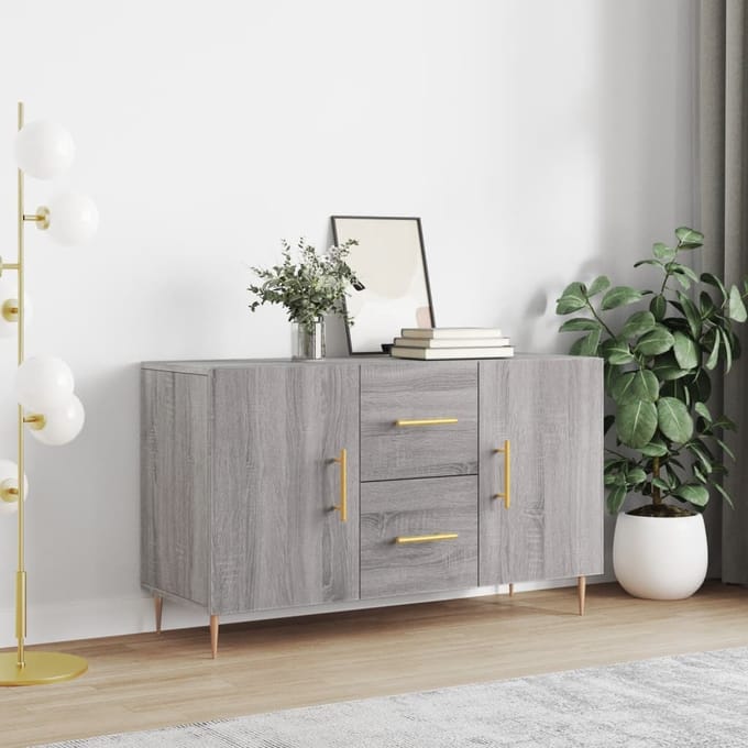 vidaXL - Dressoir - 100x36x60 - cm - bewerkt - hout - grijs - sonoma - eikenkleurig