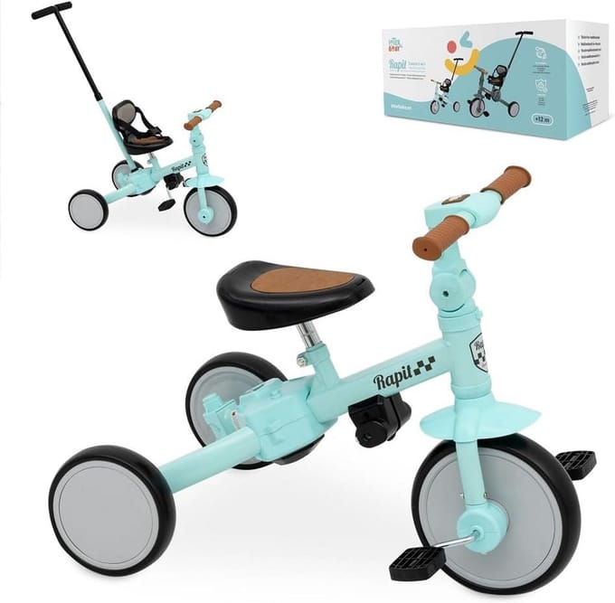 5-in-1 Evolutionaire Babydriewieler voor Kinderen van 1 tot 5 Jaar - Groene Kinderfiets, aanpasbaar en transformeerbaar