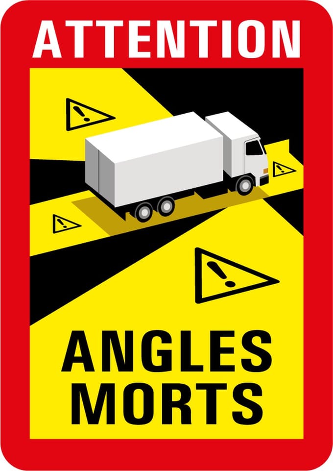Dode hoek sticker Frankrijk, 250 x 170 mm