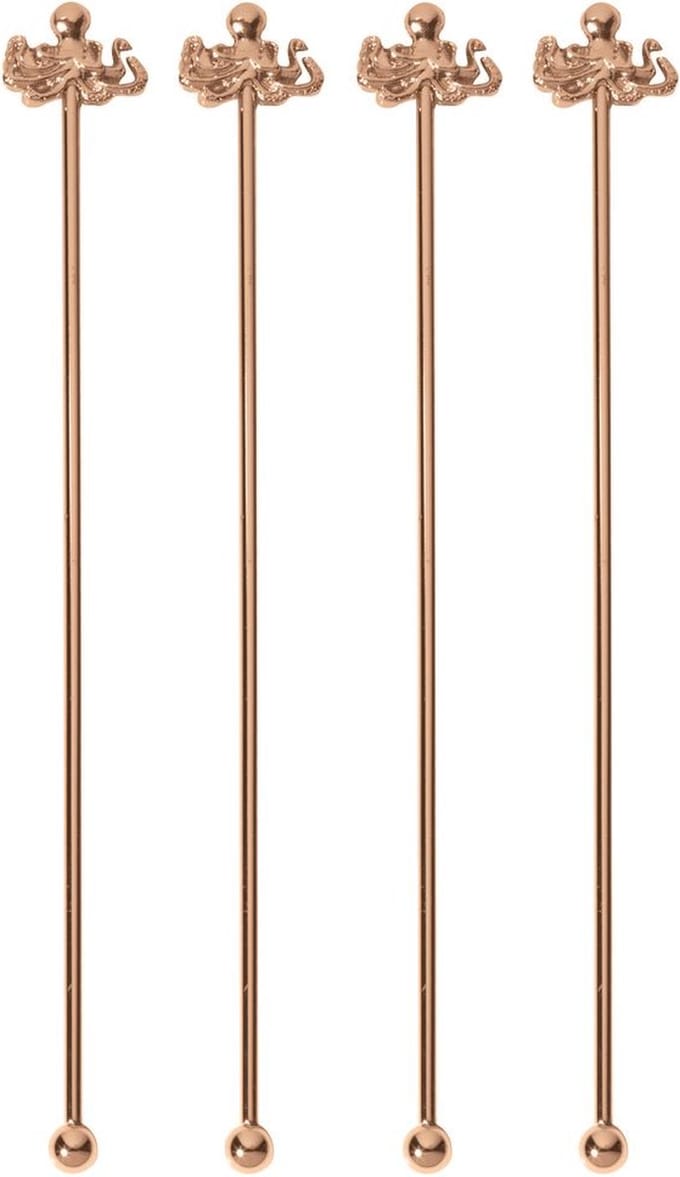 Paderno Cocktail Lepels BAR Octopus Koper 18.5 cm - 4 Stuks